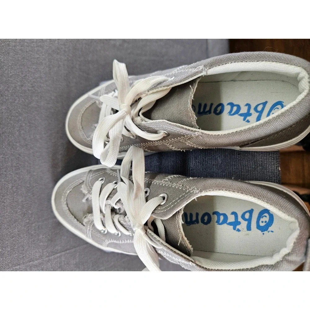 Obtaom Womens Grey Canvas Low Top Sneakers Frayed Edge Lace Up ZY-K22170 Size 7